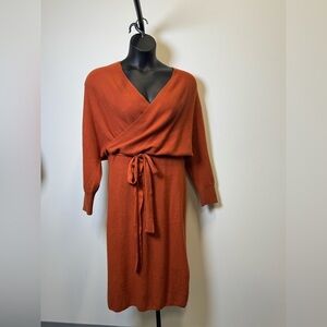 CHERFLY Rust Wrap Sweater Dress – 2XL (US 20–22) Plus Size